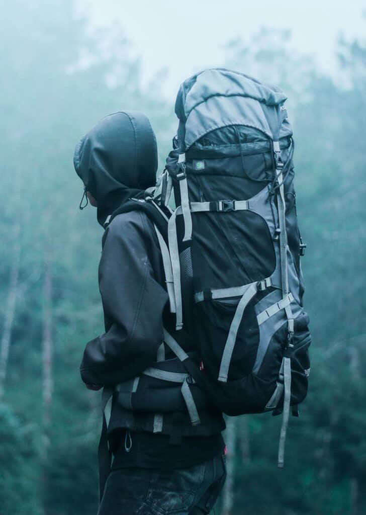 hiking with backpack