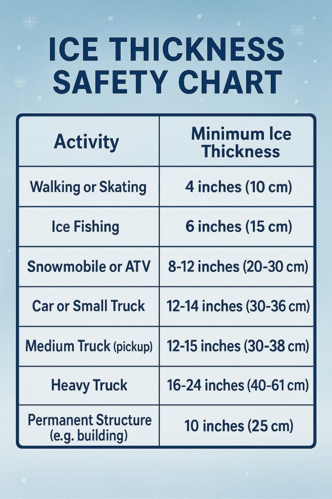 Unsafe Ice for Fishing: How to Recognize and Avoid Dangerous Conditions ice thickness chart